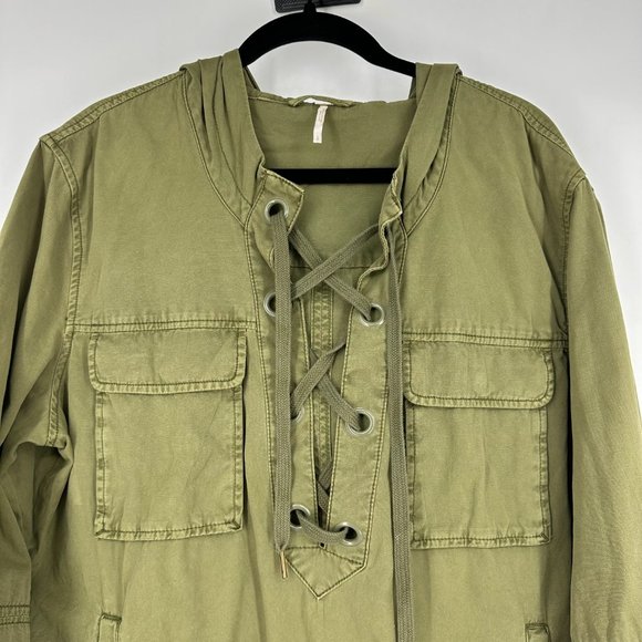 Free People Olive Green Hooded Jacket - Picture 4 of 11